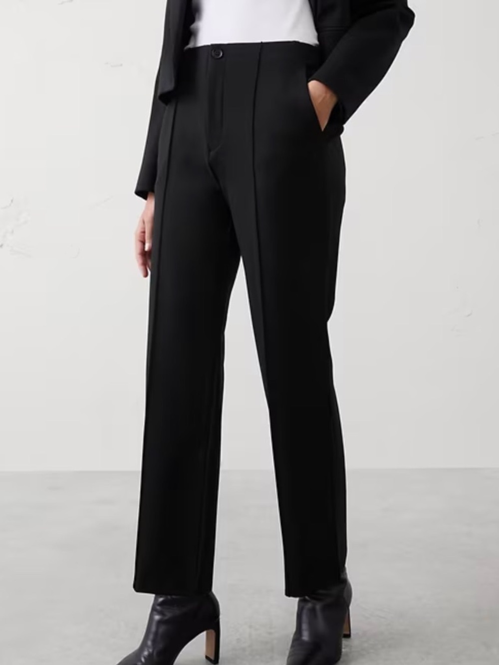 Banana Republic Factory Black Straight-Leg Ponte Pants XS with Petite Length